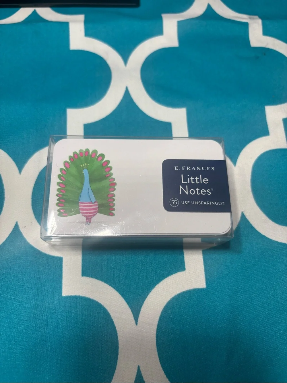 New E. Frances Little Notes Peacock Notecards - Teal, Green, Pink - Picture 1 of 4